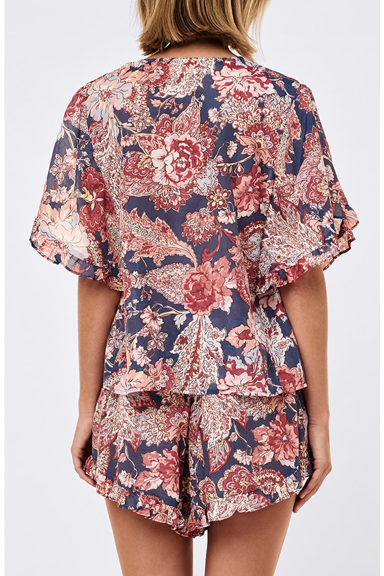 Ella Frill Cotton & Silk Short Pajamas, Alternate, color, BLUE INDIGO