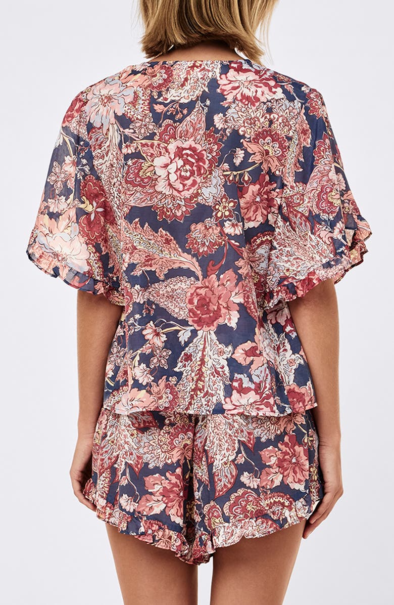 Papinelle Ella Frill Cotton & Silk Short Pajamas, Alternate, color, Blue Indigo