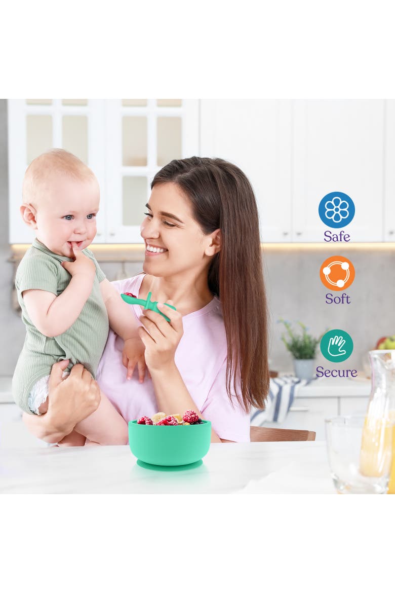Silicone Baby Feeding Set with Suction Bowls & Spoons, 4-Piece, Alternate, color, Blue