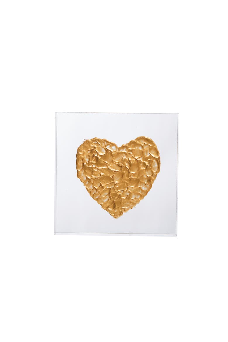 Acrylic Block with Gold Heart Multicolored for Spring Home Decor, Alternate, color, Multicolored