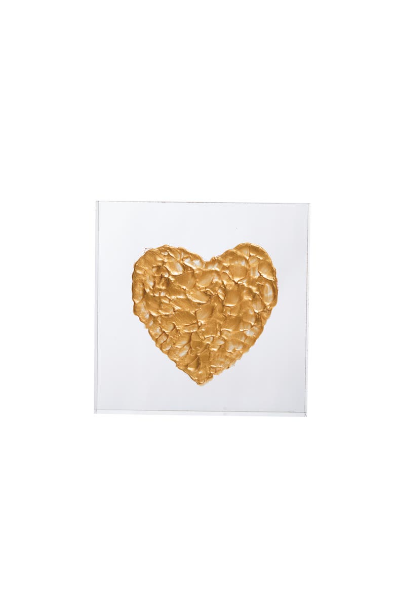 Transpac Acrylic Block with Gold Heart Multicolored for Spring Home Decor, Alternate, color, Multicolored
