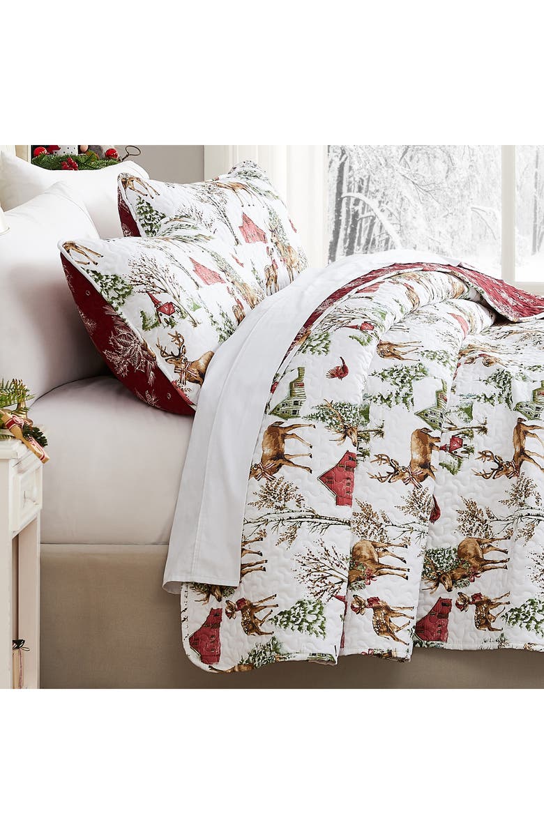SOUTHSHORE FINE LINENS White Christmas Oversize Holiday Quilt Set, Alternate, color, White Christmas