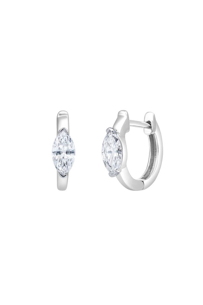 Marquise Muse 14K Gold Lab Grown Diamond Huggies - 0.50 ct, Alternate, color, 14K White Gold
