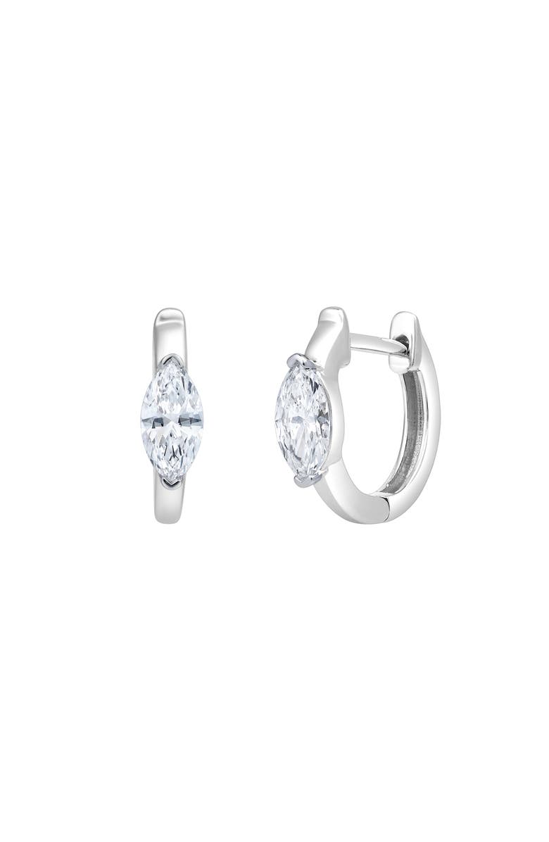 LuvMyJewelry Marquise Muse 14K Gold Lab Grown Diamond Huggies - 0.50 ct, Alternate, color, 14K White Gold