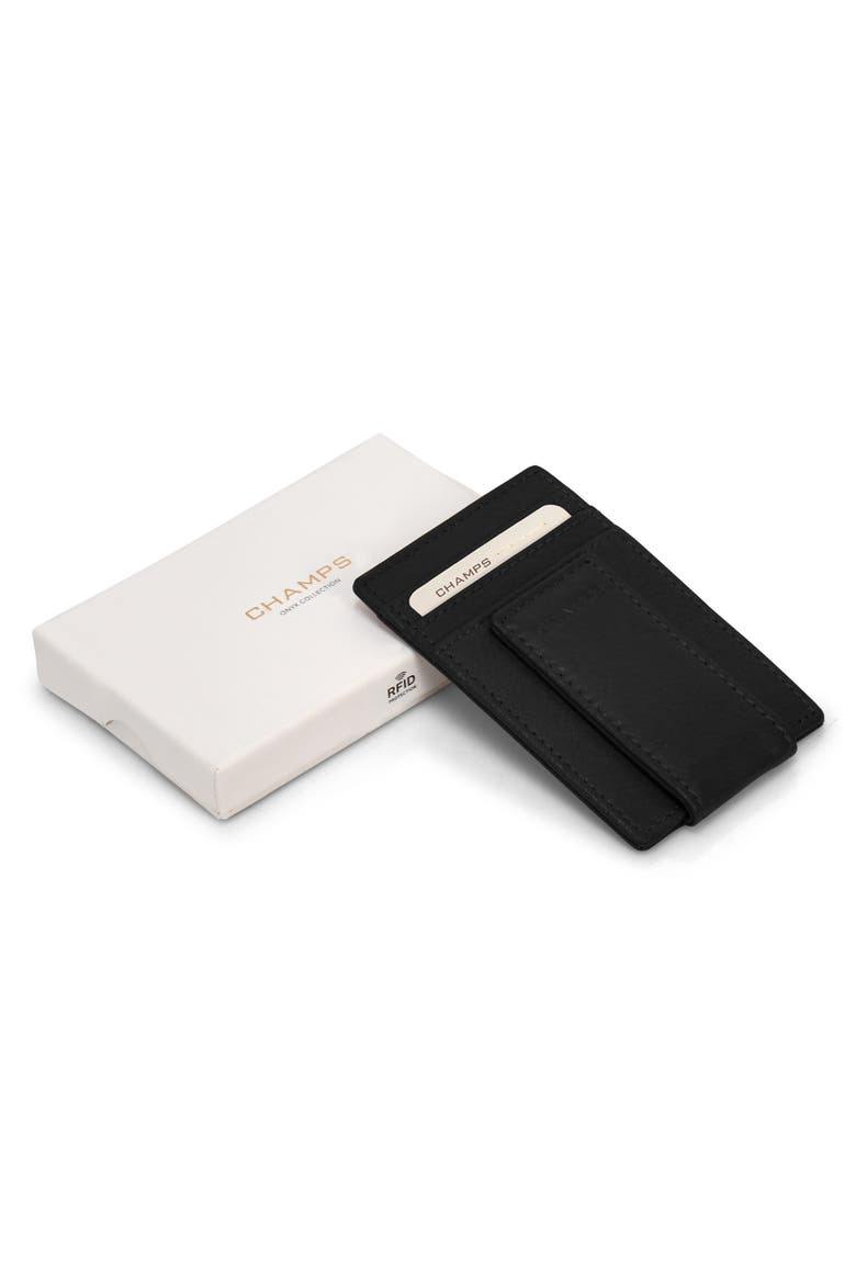 Leather Magnetic RFID Card Case, Alternate, color, BLACK