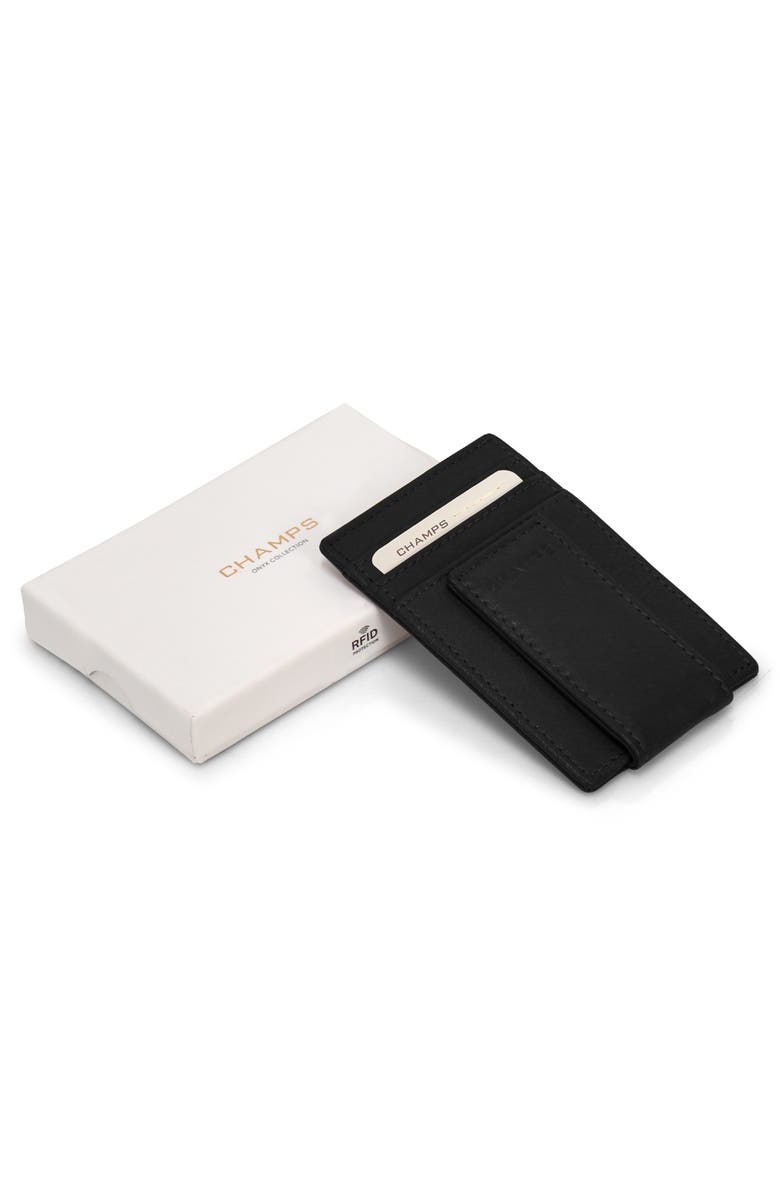 CHAMPS Leather Magnetic RFID Card Case, Alternate, color, Black