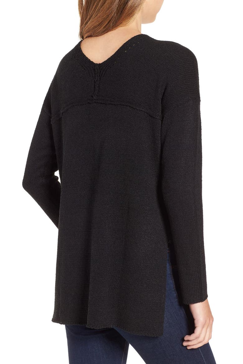 ASTR Lace-Up Sweater, Alternate, color, BLACK