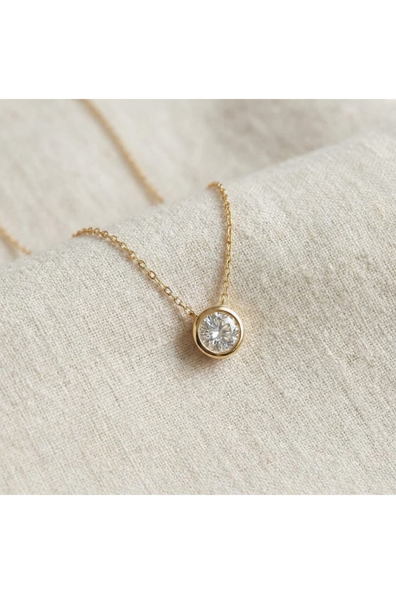 .90Ct Diamond Bezel Pendant Solitaire Necklace 14k Gold Lab Grown, Alternate, color, 14k Yellow Gold