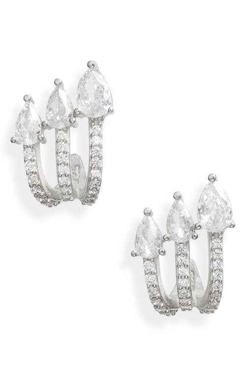 SHYMI Pavé Cubic Zirconia Wrap Hoop Earrings in Silver/White 