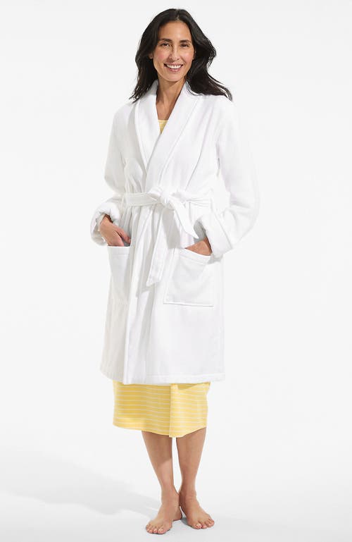 Lands' End Cotton Terry Knee Length Spa Bath Robe in White at Nordstrom, Size Medium