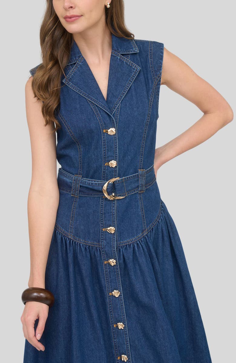 ZOE AND CLAIRE Belted Sleeveless Denim Maxi Dress, Alternate, color, Denim