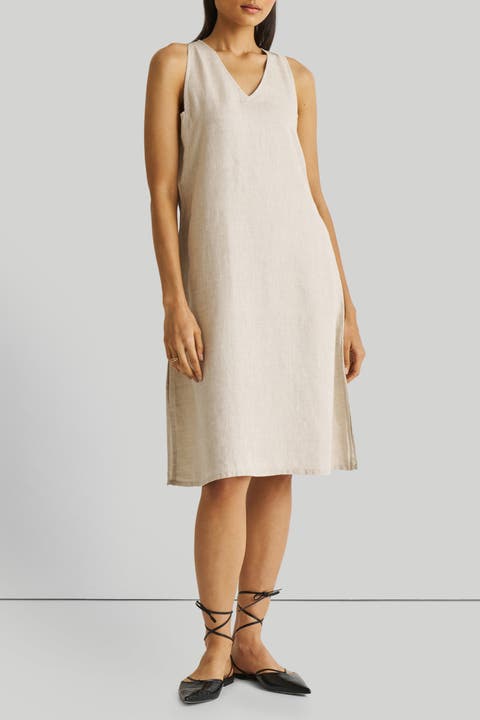 FOXCROFT Linen store beige dress