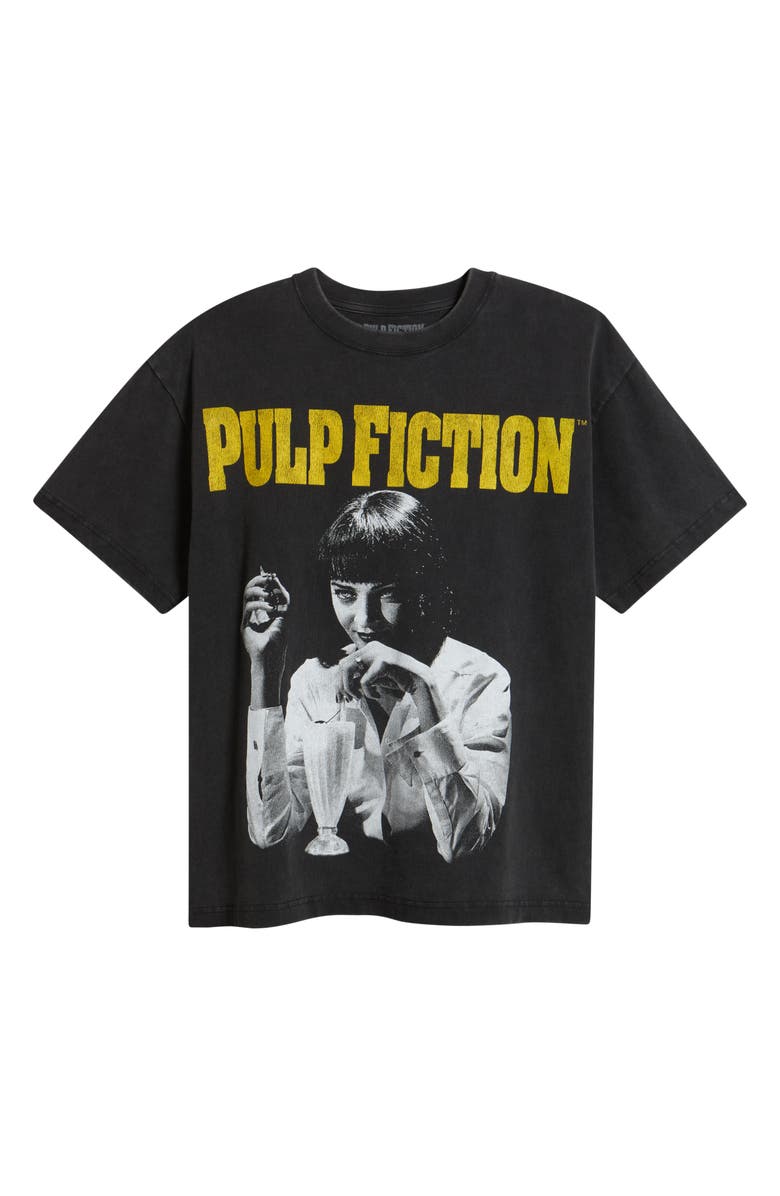 ID Supply Co Pulp Fiction Milkshake Graphic Cotton T-Shirt, Alternate, color, Washed Black