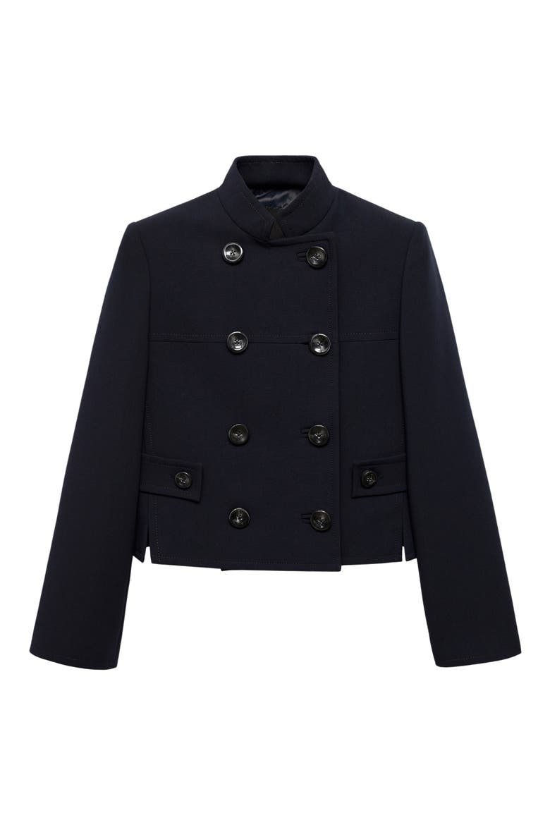 Double Breasted Crop Jacket, Alternate, color, DARK NAVY