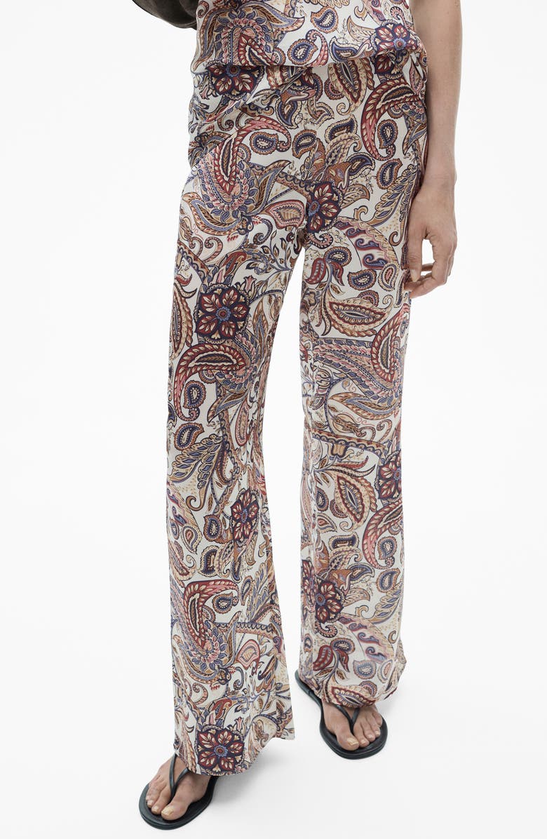 MANGO Paisley Print Wide Leg Pants, Main, color, 