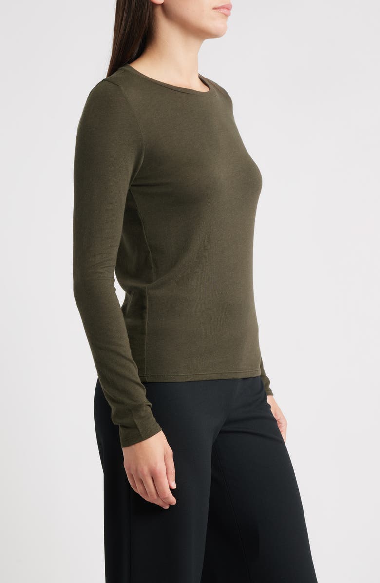 Eileen Fisher Stretch Organic Cotton Blend T-Shirt, Alternate, color, Woodland
