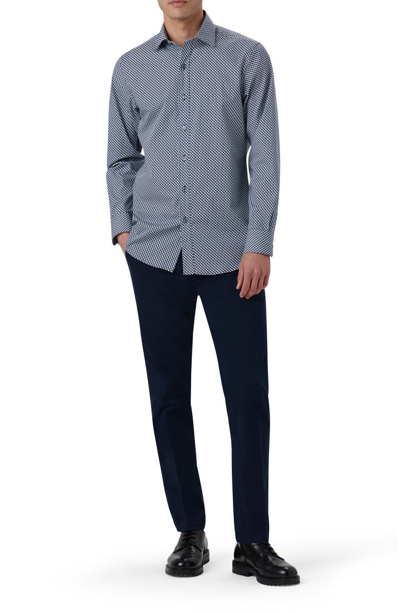 Bugatchi Axel Geo Print Stretch Cotton Button-Up Shirt, Alternate, color, 