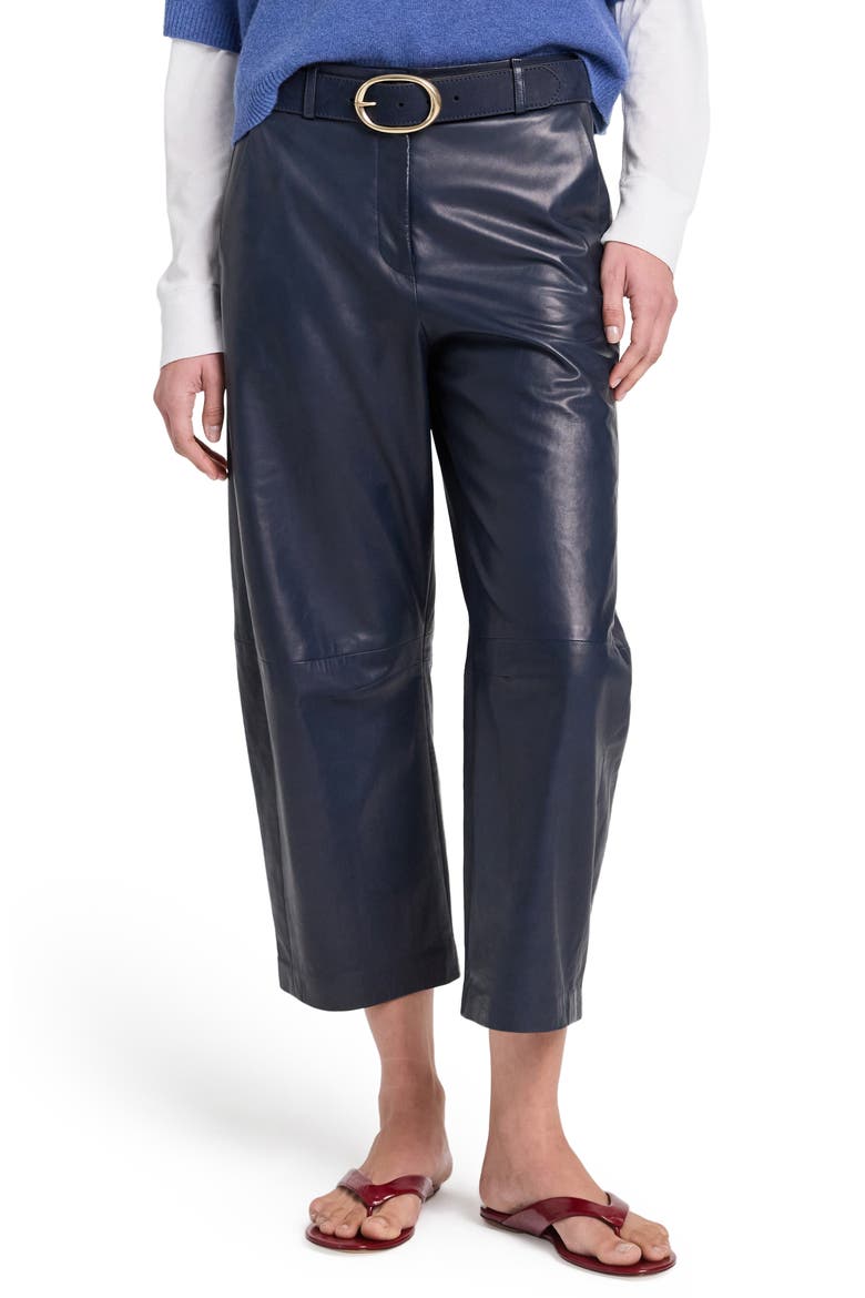 Slouchy Boyfriend Crop Leather Pants, Main, color, MIDNIGHT