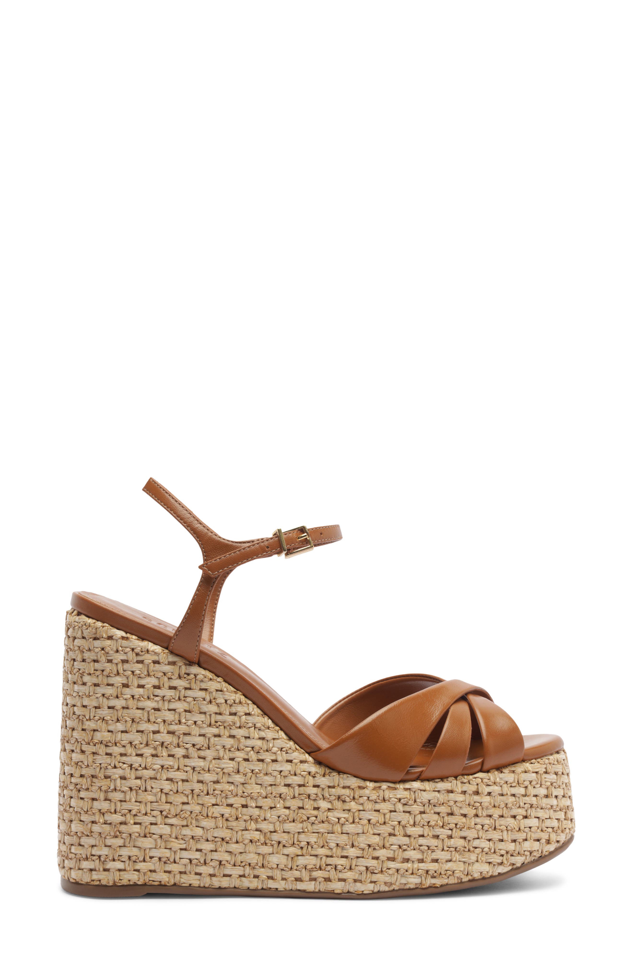 Schutz Keefa Platform Wedge Ankle Strap Sandal, Alternate, color, Burnt Honey