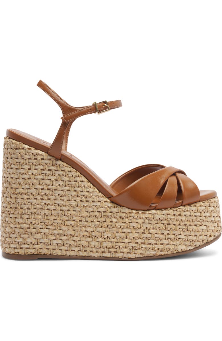 Schutz Keefa Platform Wedge Ankle Strap Sandal, Alternate, color, Burnt Honey