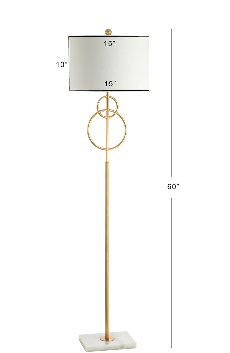 JONATHAN Y Haines Modern Circle Marble/Metal LED Floor Lamp, Main, color, Gold Leaf/White
