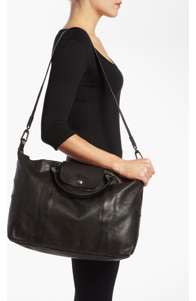 Longchamp 'Le Pliage Cuir' Leather Handbag, Alternate, color,