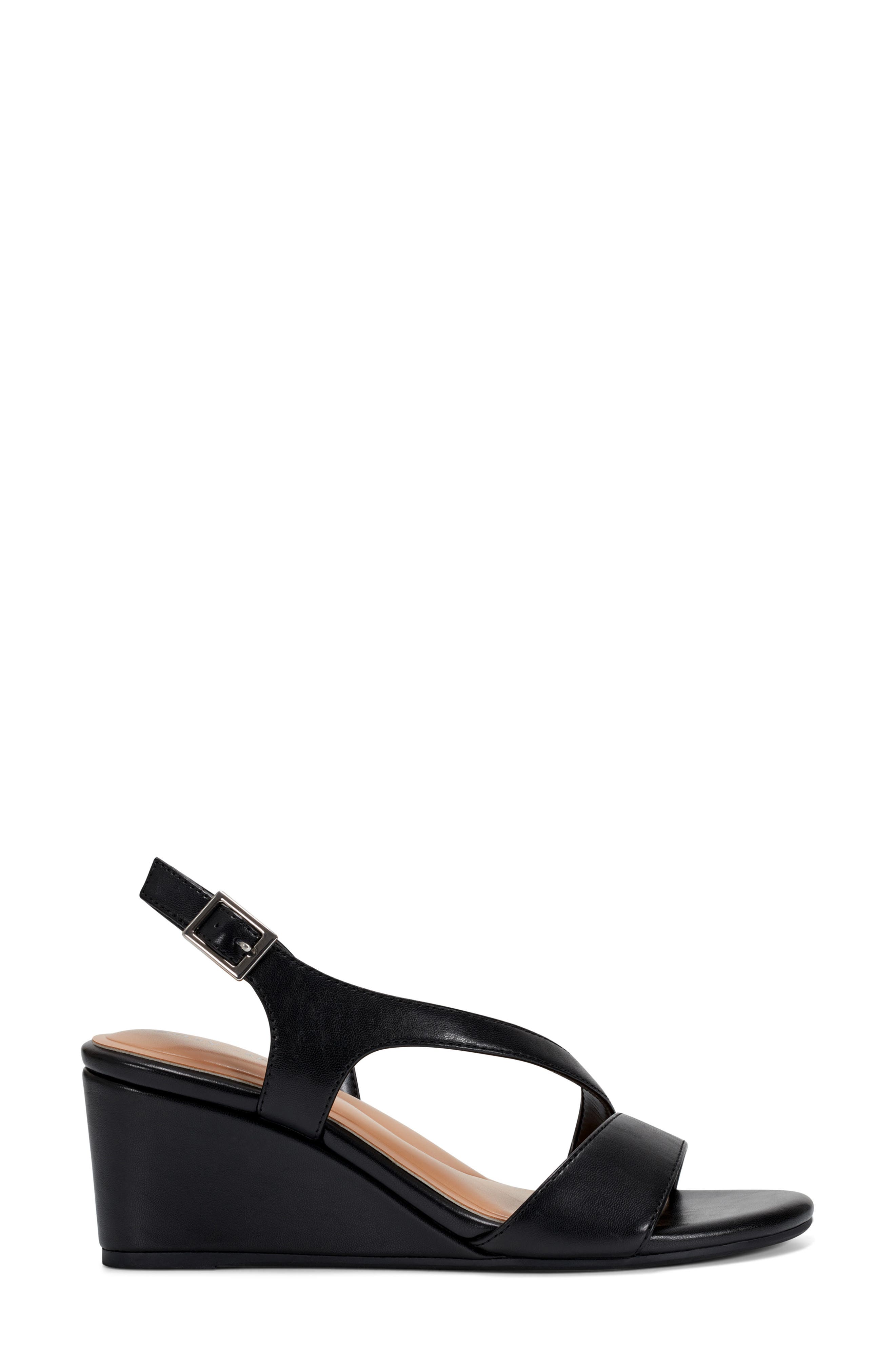 Easy Spirit Sezoe Faux Leather Wedge Sandal, Alternate, color, 