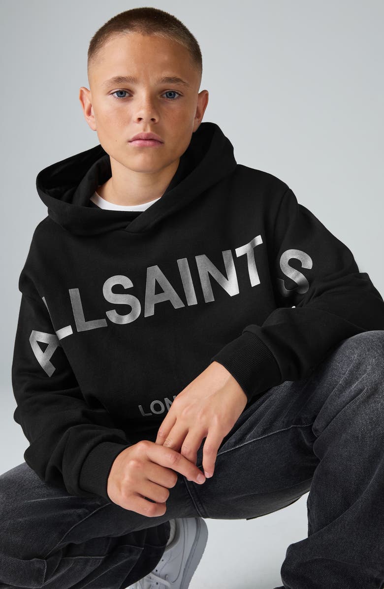 smALLSAINTS by ALLSAINTS Kids' Biggie Oversize Cotton Graphic Hoodie, Alternate, color, Black