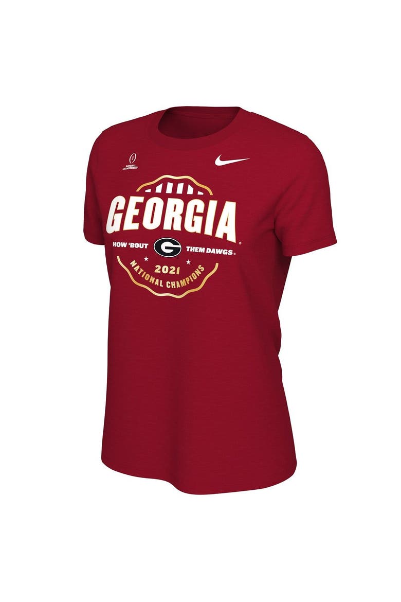Women's Nike Red Georgia Bulldogs College Football Playoff 2021 National Champions Seal Celebration T-Shirt, Alternate, color, Red