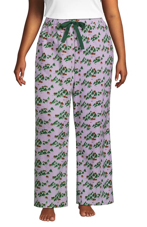 Lands' End Plus Size Flannel Patchwork Wide Leg Sleep Pants In Multi