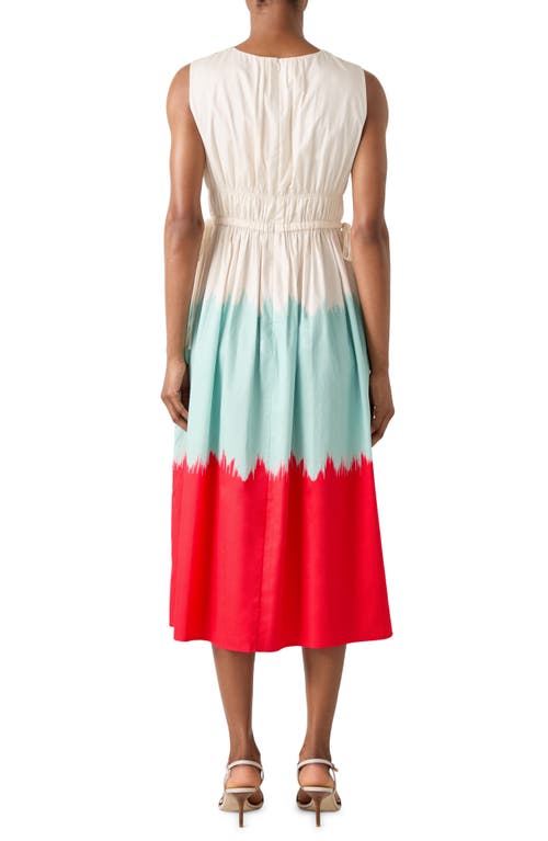 Lk Bennett Viola Dip Dye Print Tie Waist Midi Dress In Ecru Multi