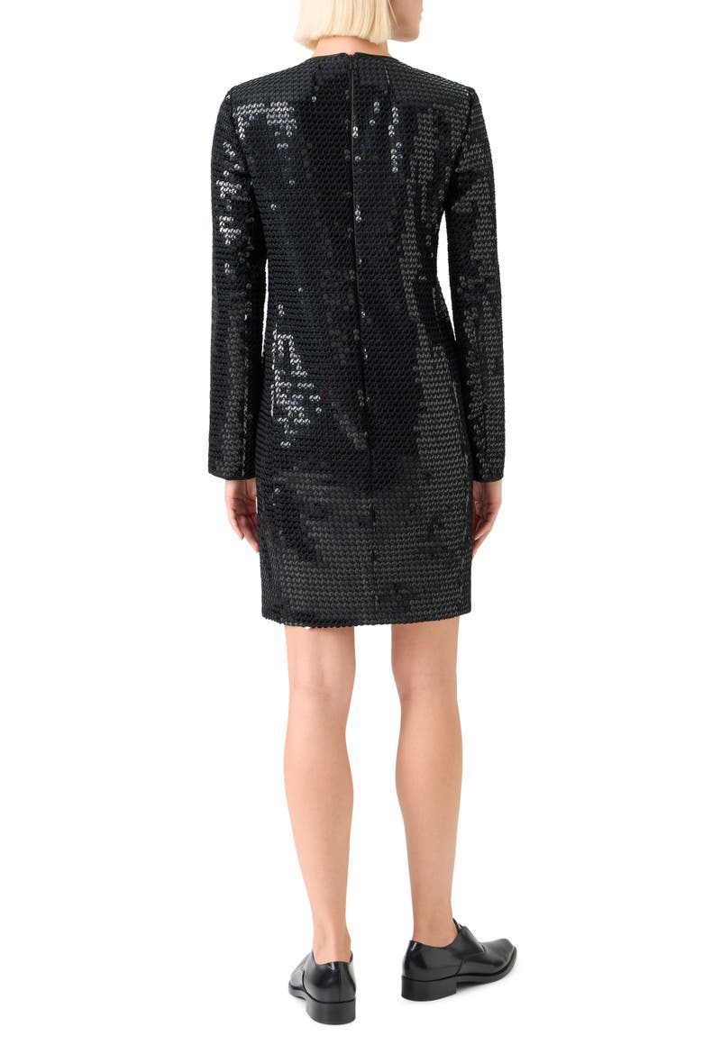 Long Sleeve Sequin Sheath Dress, Alternate, color, BLACK