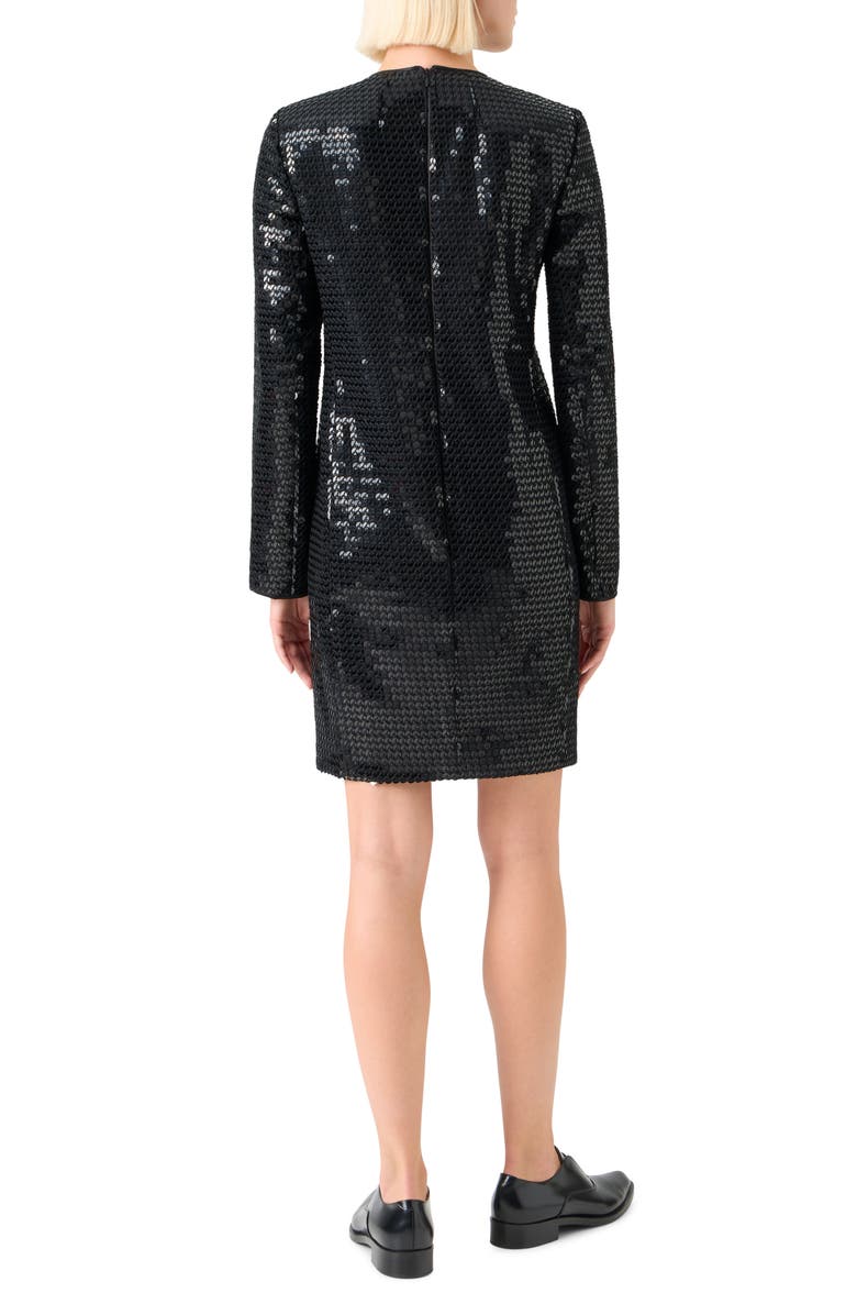 Akris Long Sleeve Sequin Sheath Dress, Alternate, color, Black