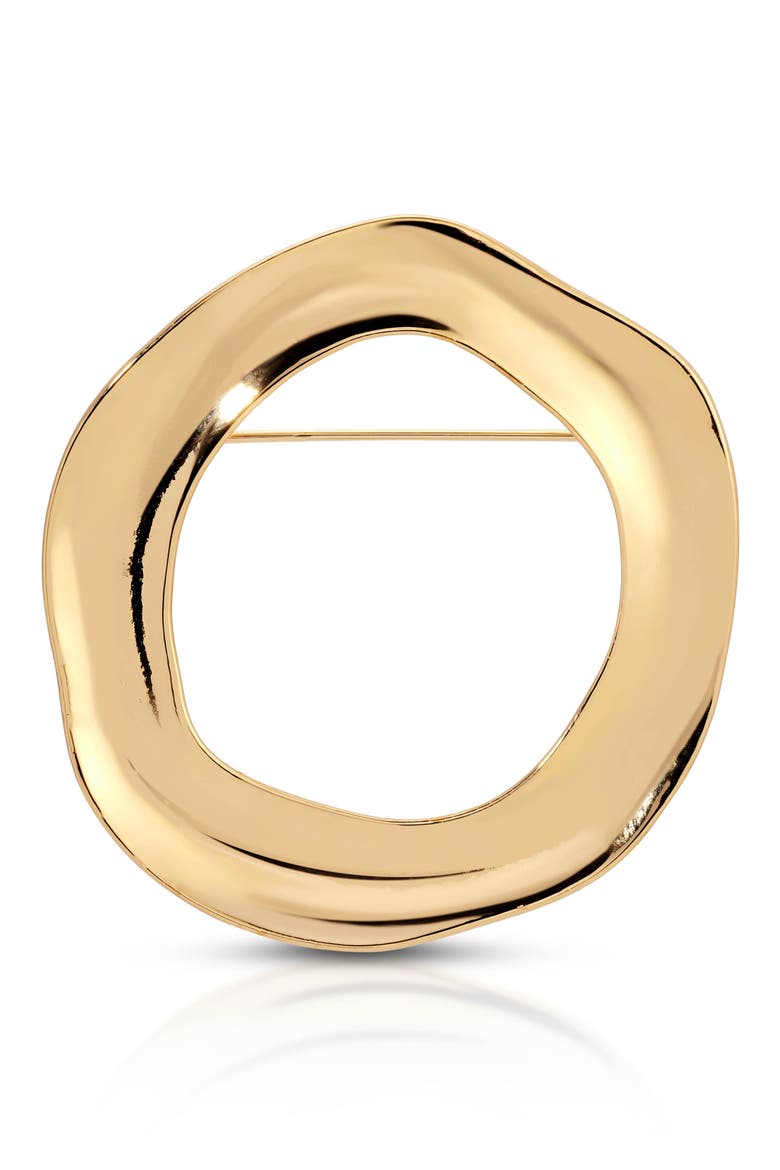 Open Circle Brooch, Main, color, GOLD