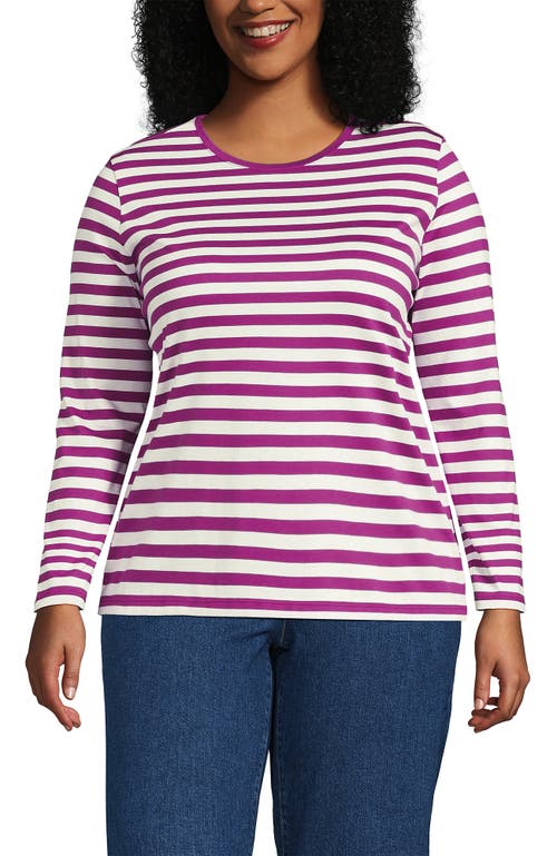 Lands' End Plus Size Relaxed Supima Cotton Long Sleeve Crew Neck T-shirt In Purple