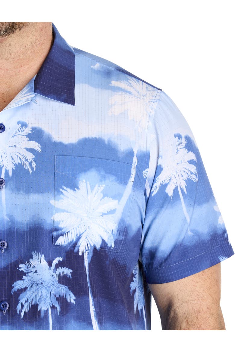 Big & Tall Bahama Coast Palm Showers Sport Shirt, Alternate, color, GLACIER BLUE