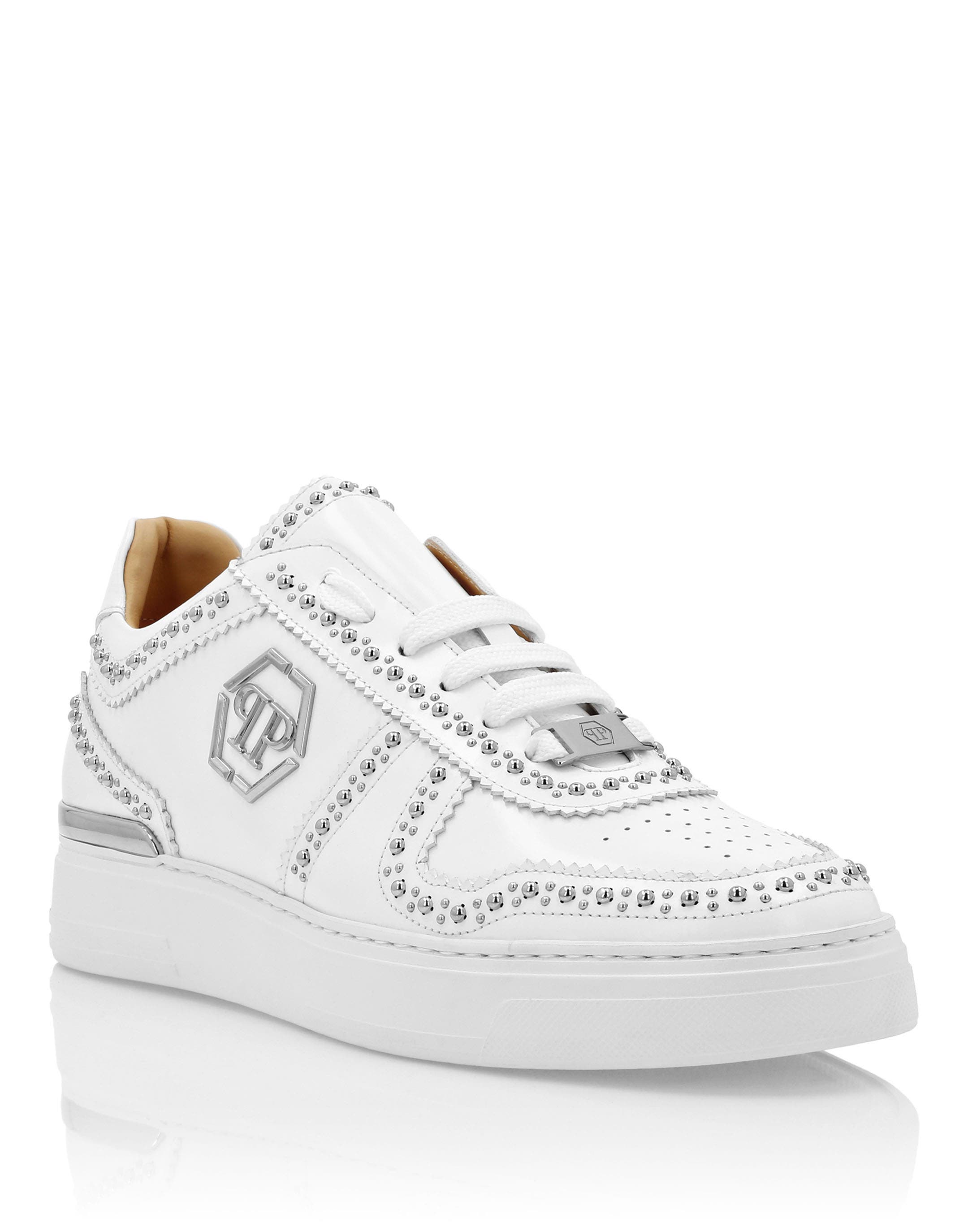 Leather Lo- Top Sneakers Men, Main, color, white