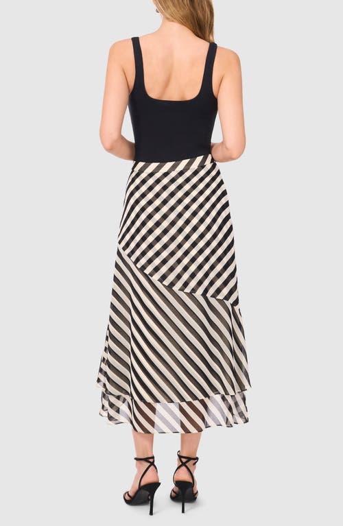 Halogenr Halogen(r) Stripe Layered Midi Skirt In Rich Black