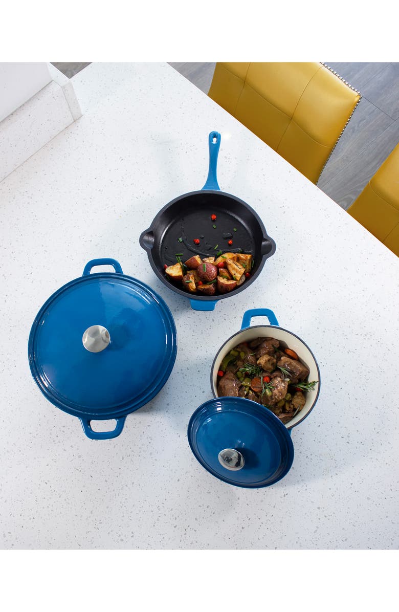 BergHOFF Neo Enamel Cast Iron Cookware 10-Piece Set - Blue, Alternate, color, Blue