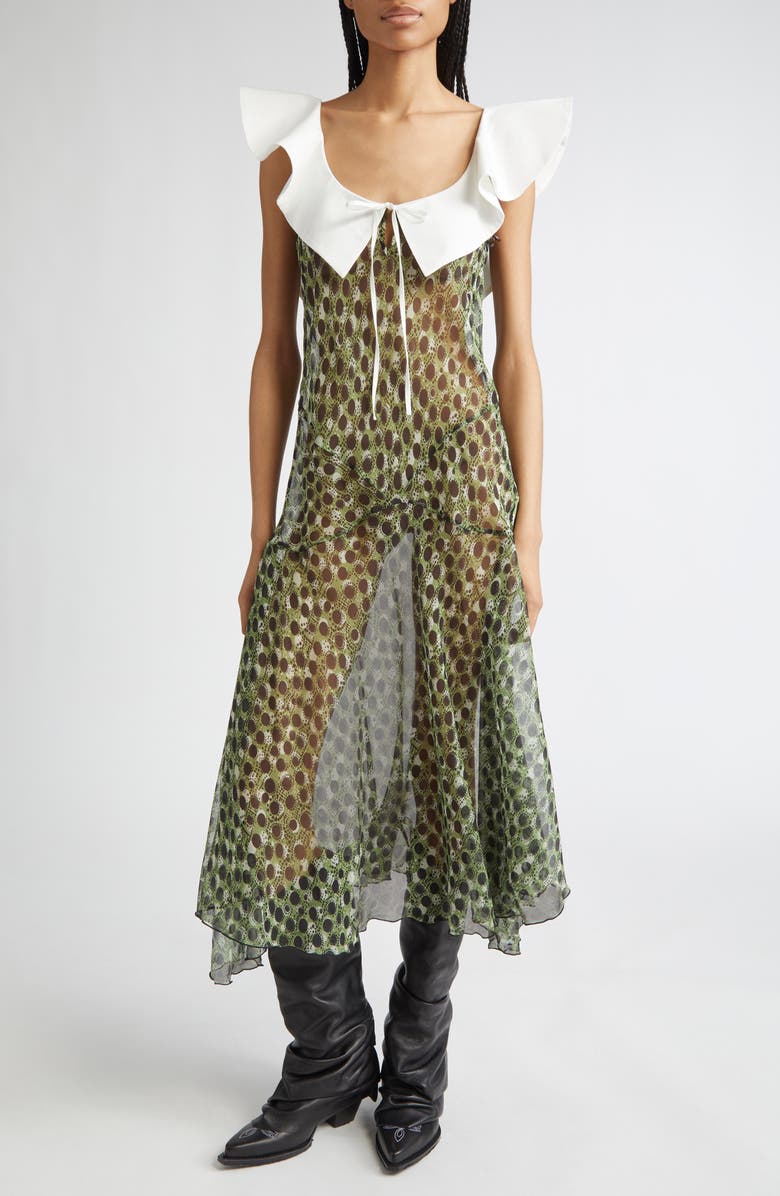 Siedrés Caenes Polka Dot Georgette Midi Dress, Main, color,