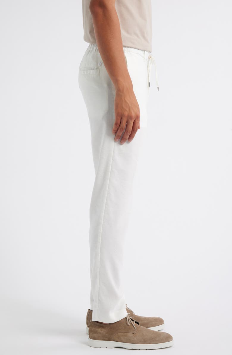 BOSS Kane Flat Front Linen Blend Drawstring Pants, Alternate, color, White