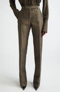TOM FORD Crocodile Jacquard Linen & Silk Blend Straight Leg Pants