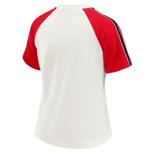 Wear By Erin Andrews White Kansas City Chiefs Sleeve Stripe Distressed Raglan T-shirt In White