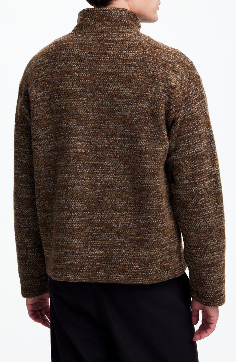 Madewell Bouclé Quarter Zip Pullover, Alternate, color, Brown