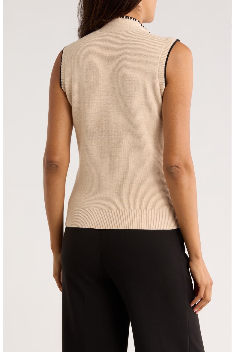 Arielle Tie Front Sweater Tank, Alternate, color, SAND HEATHER/ BLACK