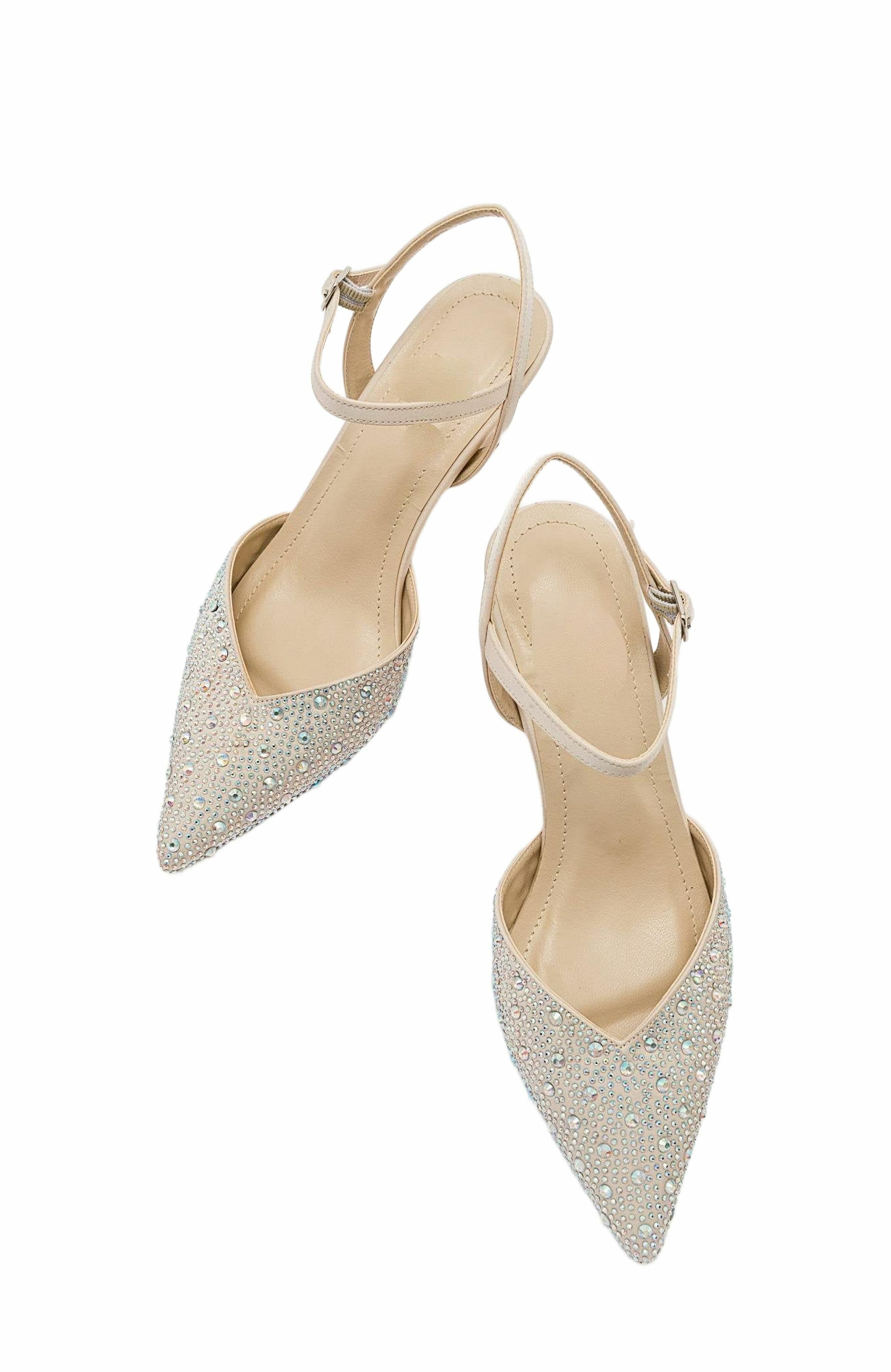 Vilka Embellished Slingback Kitten Heel Pumps, Alternate, color, Beige Faux Leather