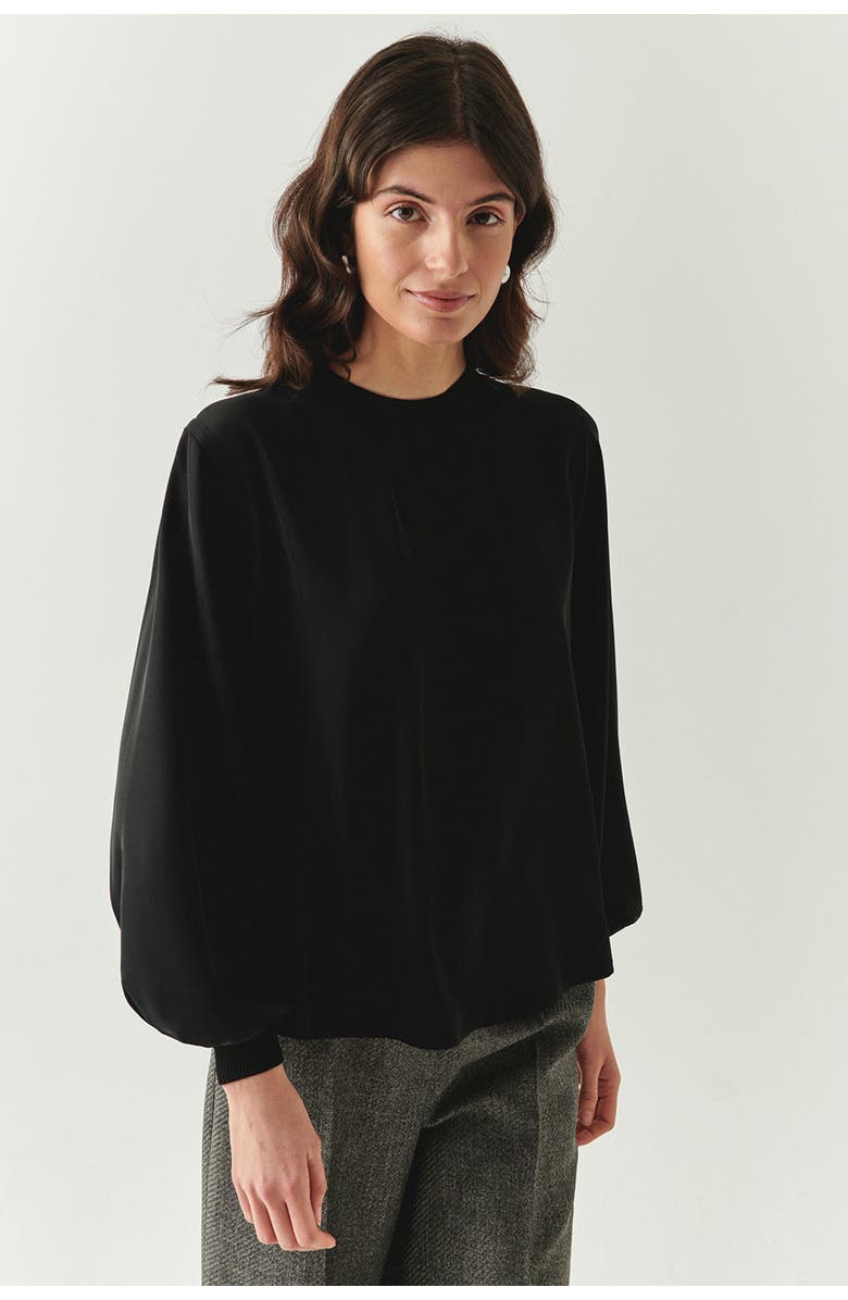 Exquise Joelle Long Sleeve Blouse, Main, color, Black