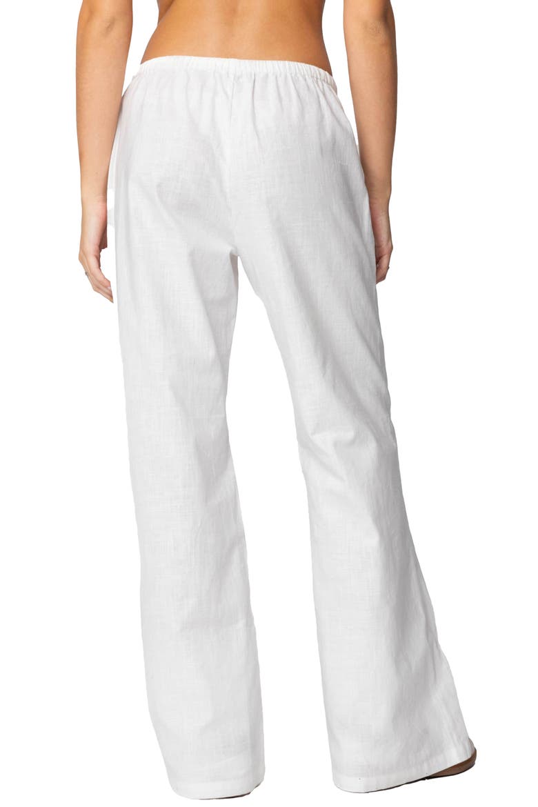 Alexa Low Rise Drawstring Linen Blend Pants, Alternate, color, WHITE