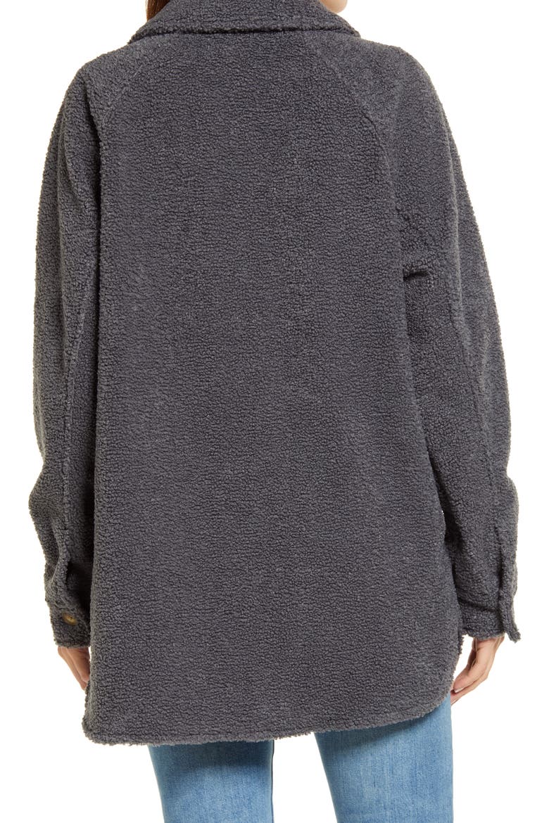 High Pile Fleece Shirt Jacket, Alternate, color, GREY CHARCOAL