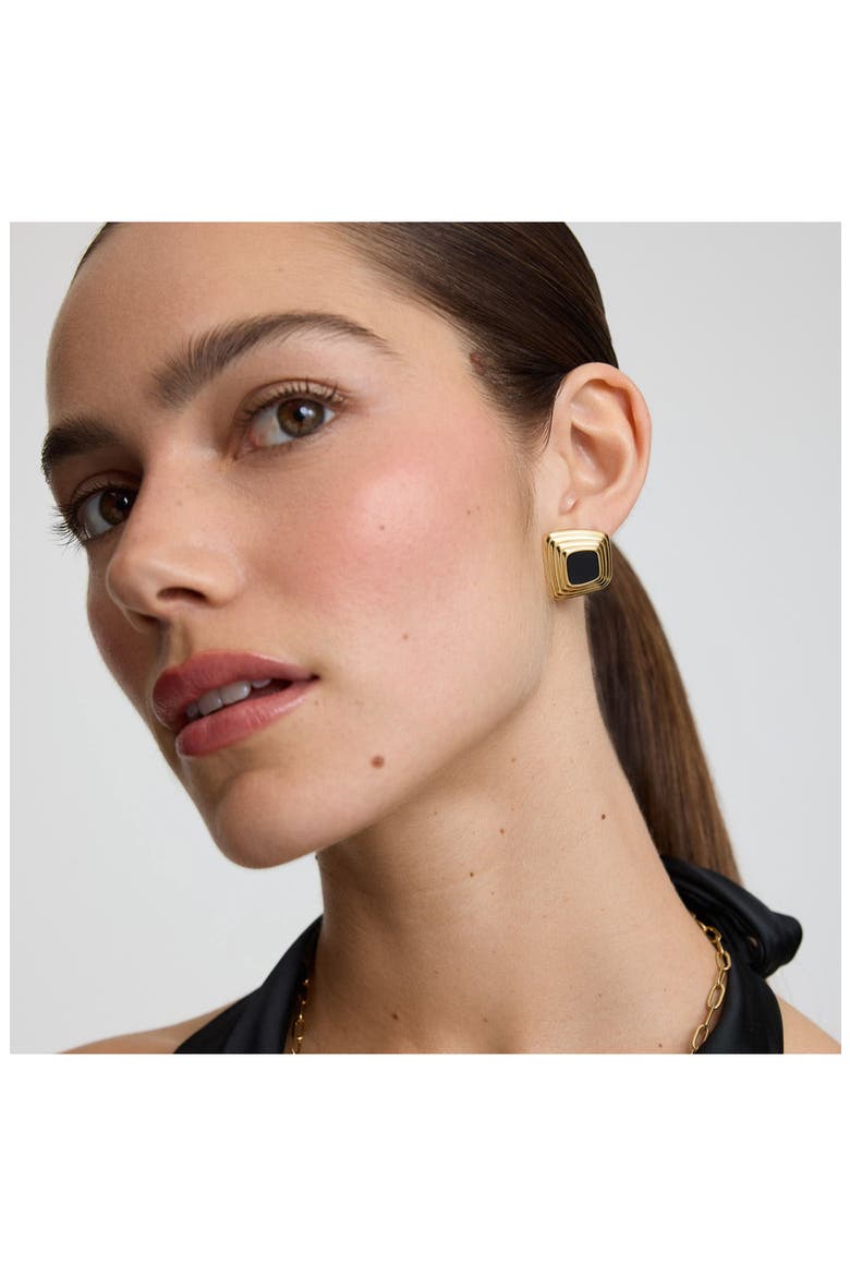 Tapered Statement Stud Earrings, Alternate, color, GOLD/ BLACK